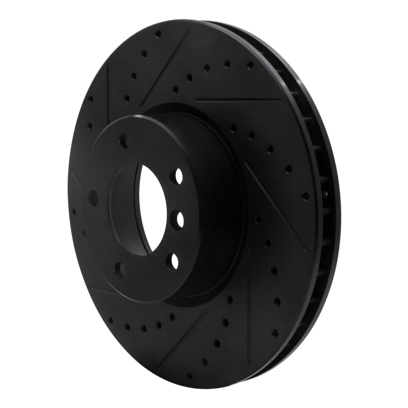 BMW 540I Brake Rotor (1) - Front Left - R1 Concepts - Drilled & Slotted - Black - `00-`03